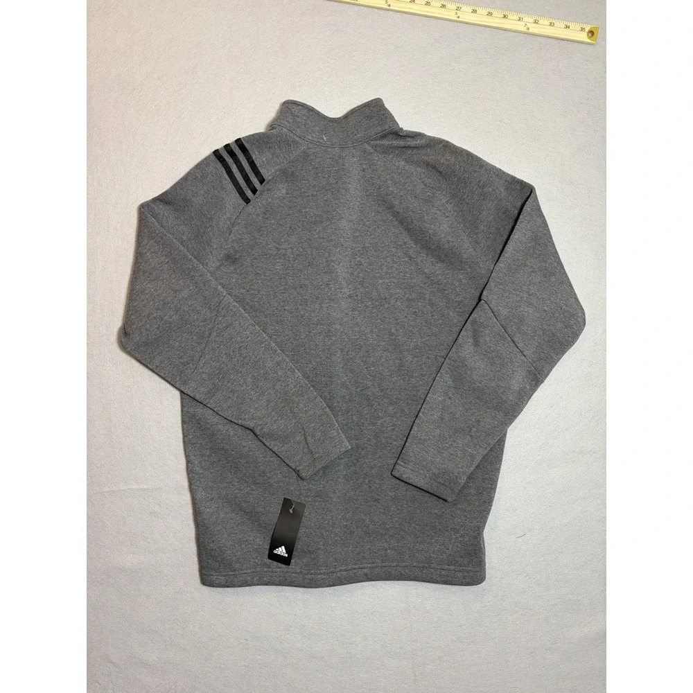 Adidas Golf Men's Quarter-Zip Pullover Gray Size Large 3-Stripes Performance